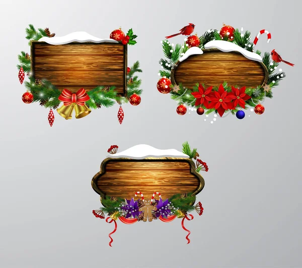 Panneau de Noël en bois vectoriel — Image vectorielle