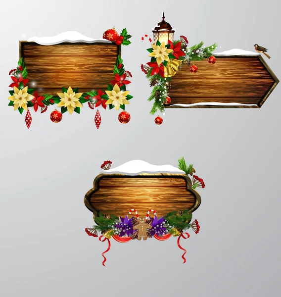 Vector wooden christmas board — Stock Vector