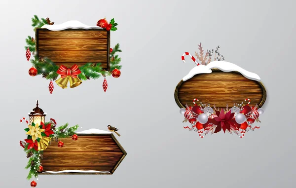 Wektor drewniana deska świąteczna — Wektor stockowy