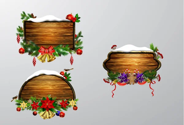 Vector tablero de Navidad de madera — Archivo Imágenes Vectoriales