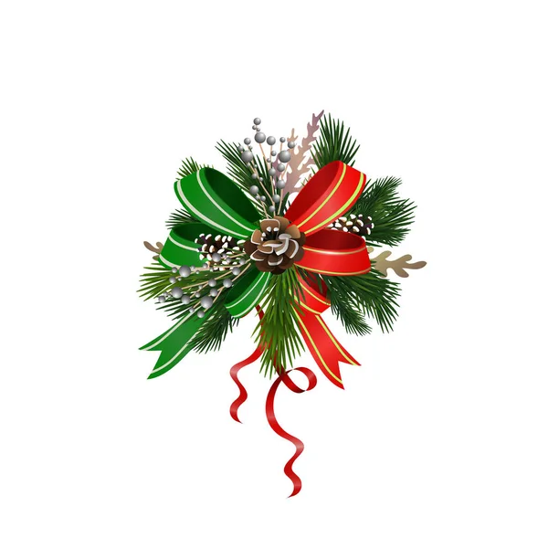 Decoração festiva de Natal de ramos de árvore de Natal —  Vetores de Stock