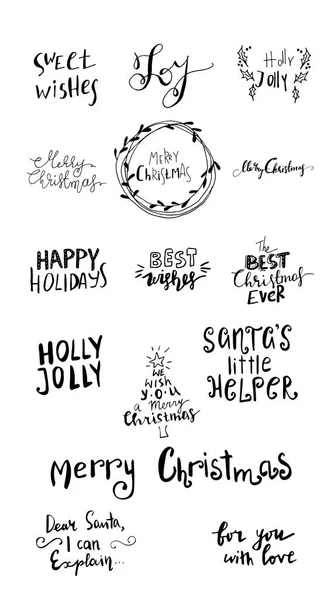 Set of Christmas lettering handwritten — Stock Vector