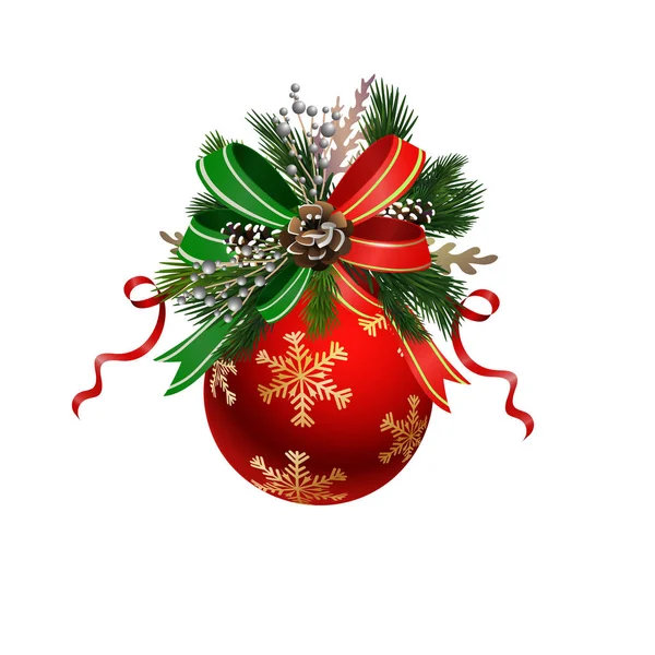 Decoração festiva de Natal de ramos de árvore de Natal —  Vetores de Stock