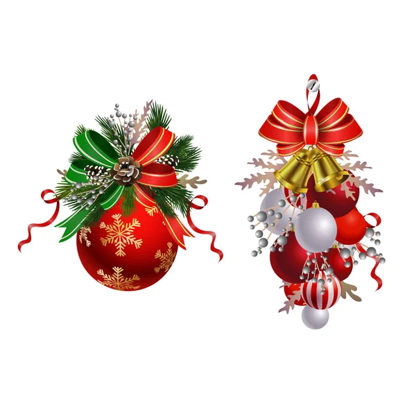 Karácsonyi ünnepi dekoráció a karácsony fa ágai — Stock Vector