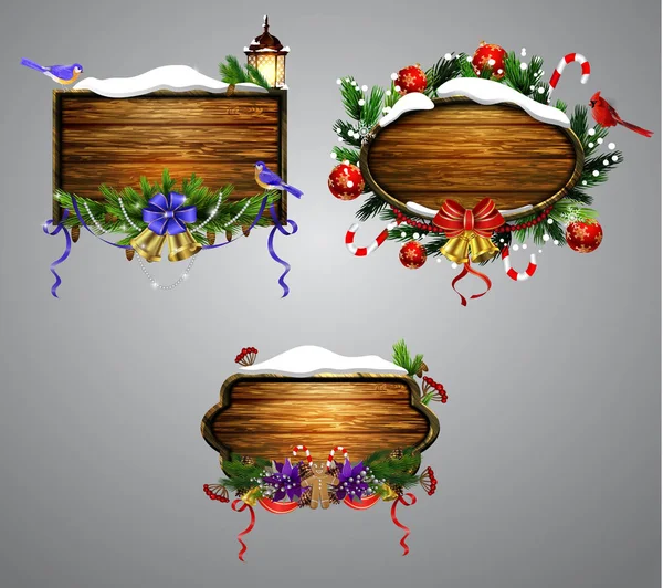 Panneau de Noël en bois vectoriel — Image vectorielle
