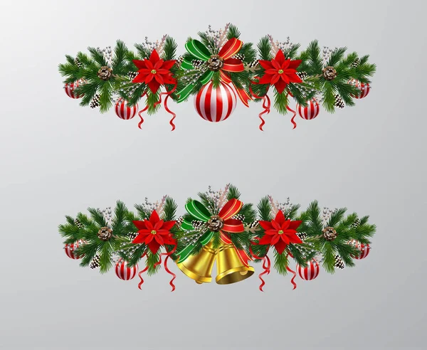 Noel ağacı şube dekorasyonları — Stok Vektör