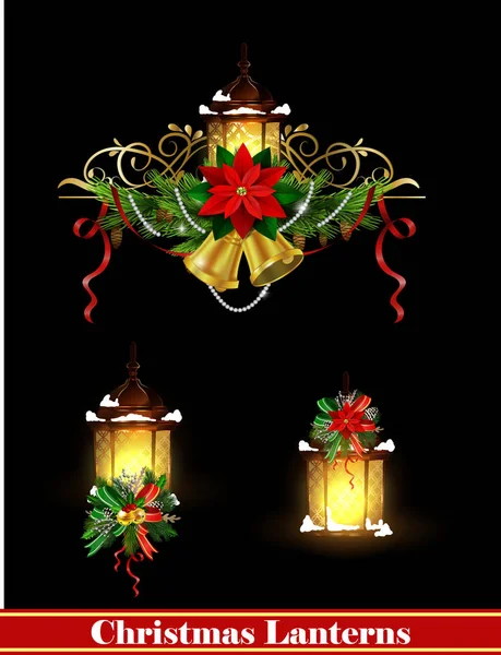 Decoración de Navidad con luz de calle — Vector de stock