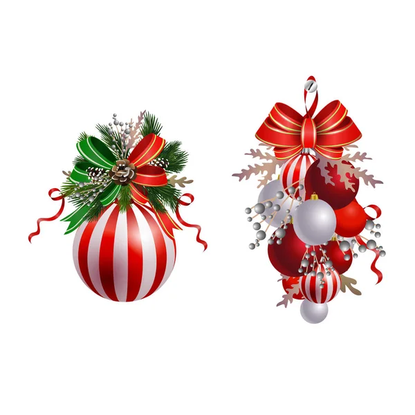 Décoration festive de Noël de branches d'arbre de Noël — Image vectorielle