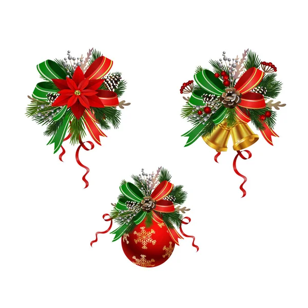 Karácsonyi ünnepi dekoráció a karácsony fa ágai — Stock Vector