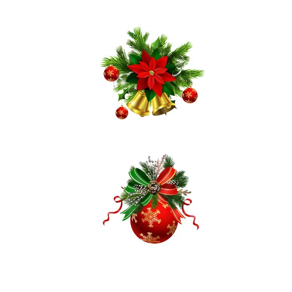 クリスマス ツリーの枝からクリスマスのお祭りの装飾 — ストックベクタ