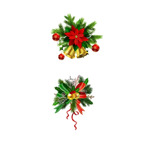 Decoración festiva de navidad de ramas de árbol de Navidad — Vector de stock
