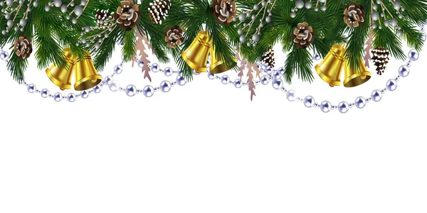 Banner horizontal con guirnalda de árbol de Navidad — Vector de stock