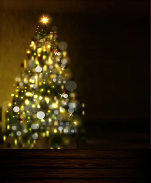 Vetor de luzes da árvore de Natal no fundo preto — Vetor de Stock