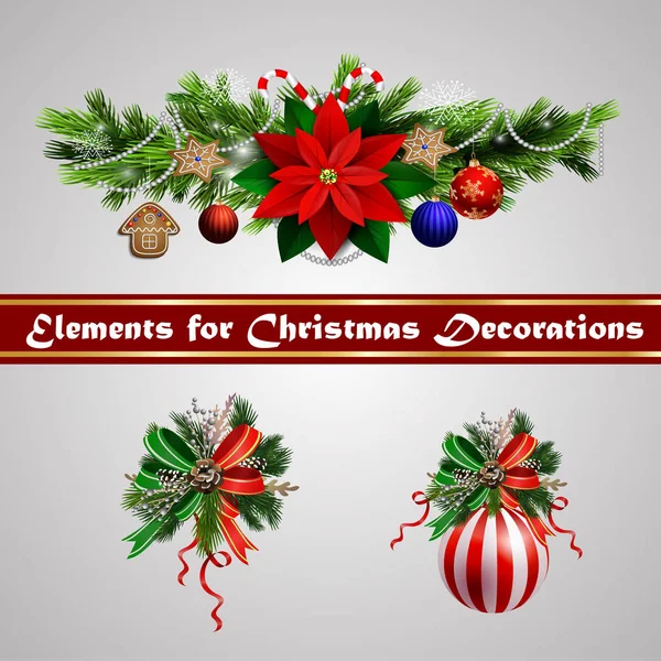 Vánoční Sváteční Dekorace Vánoční Stromek Větve Vektor — Stockový vektor