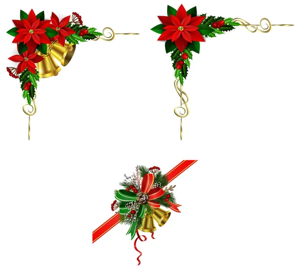 Weihnachtliche festliche Dekoration aus Tannenzweigen — Stockvektor