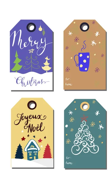 Etiquetas de Navidad linda colección — Vector de stock