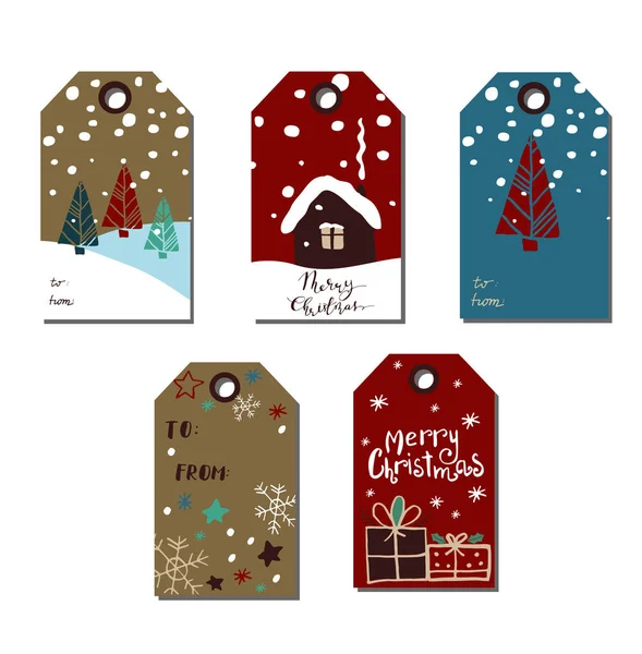 Christmas tags cute collection — Stock Vector