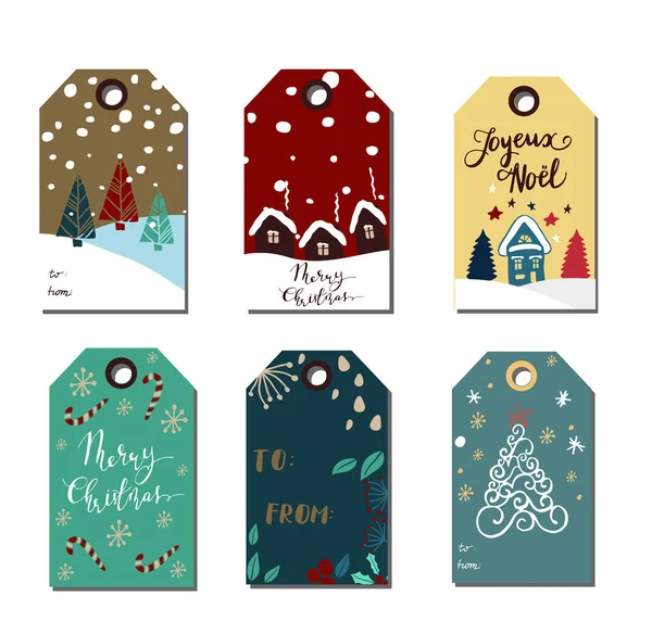 Etiquetas de Navidad linda colección — Vector de stock