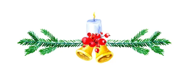 Kerst bells. Aquarel illustratie — Stockvector