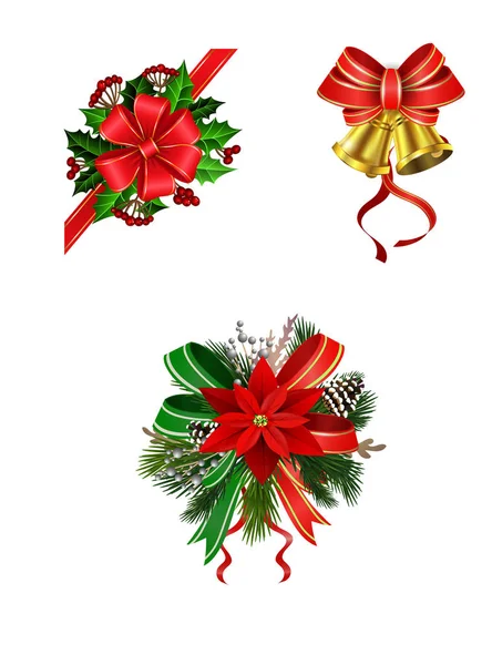 Decoração festiva de Natal de ramos de árvore de Natal — Vetor de Stock