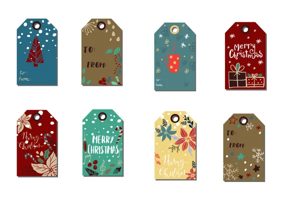 Christmas tags cute collection — Stock Vector