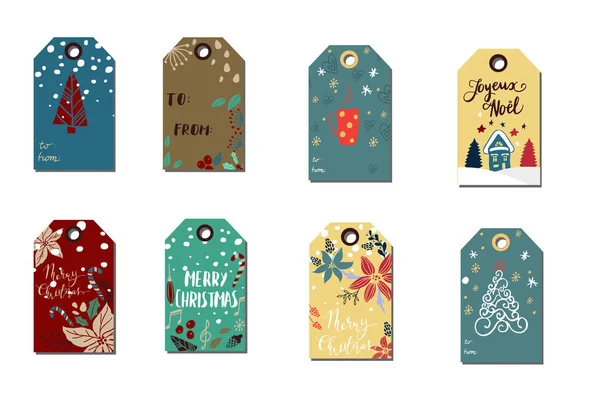 Christmas tags cute collection — Stock Vector