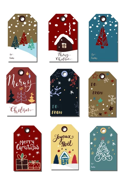 Christmas tags cute collection — Stock Vector