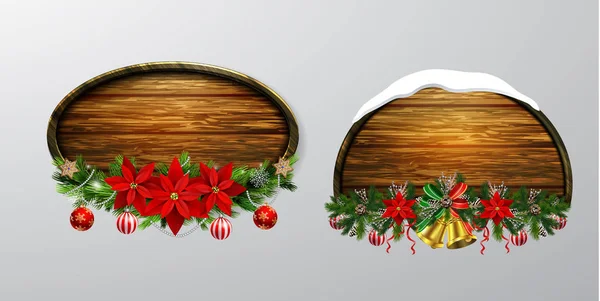 Vektor Holz Weihnachtsplatte — Stockvektor