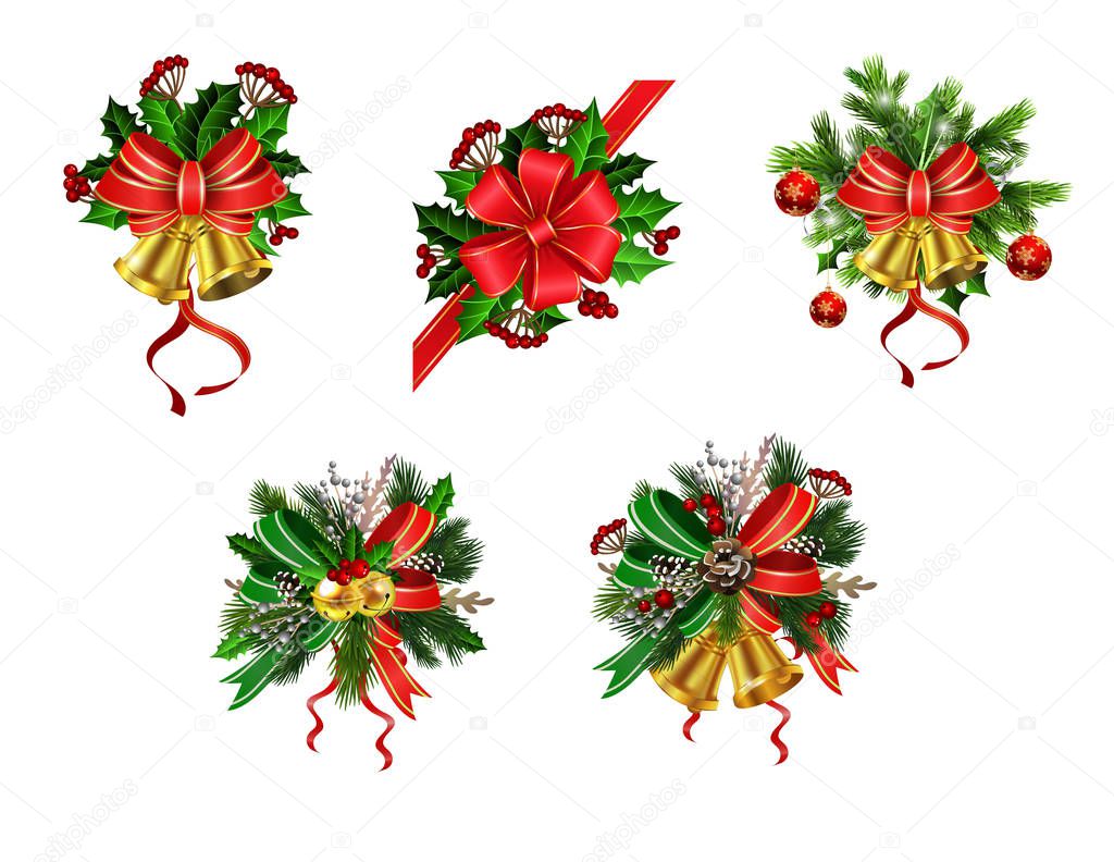 Christmas festive decoration from christmas tree branches vector