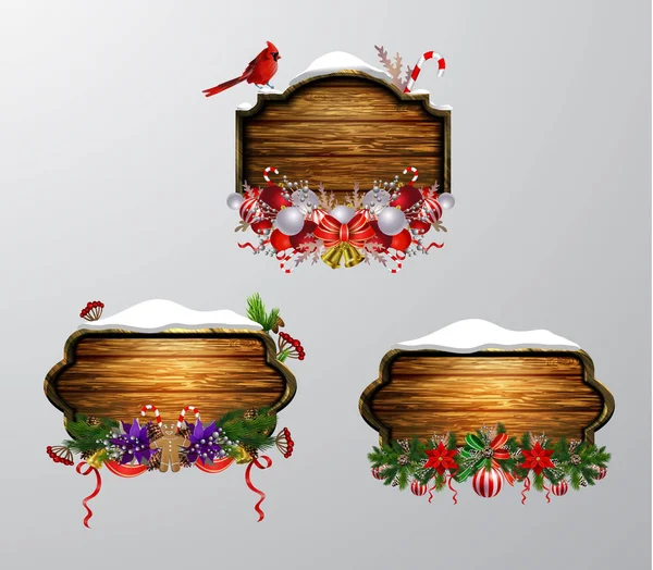 Vector tablero de Navidad de madera — Vector de stock