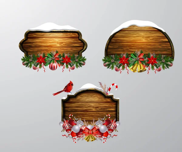 Panneau de Noël en bois vectoriel — Image vectorielle