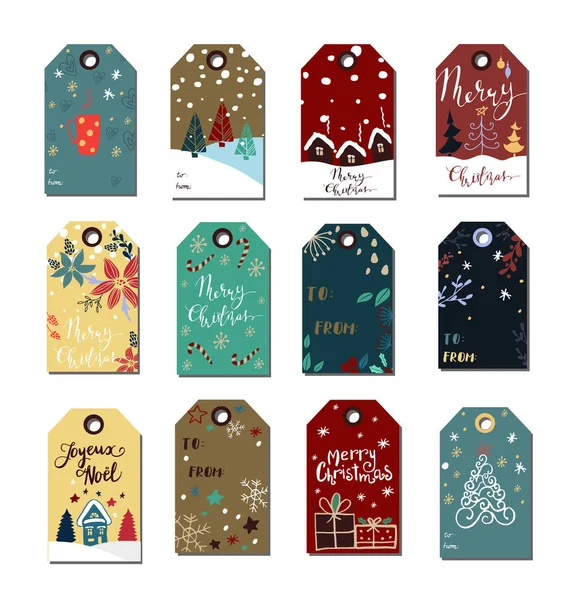 Etiquetas de Navidad linda colección — Vector de stock