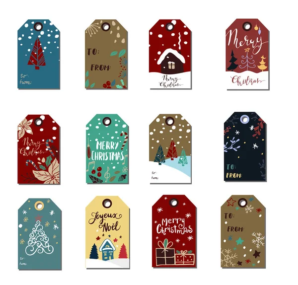 Christmas tags cute collection — Stock Vector