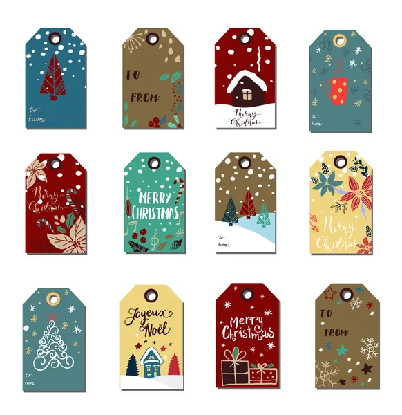 Etiquetas de Navidad linda colección — Vector de stock