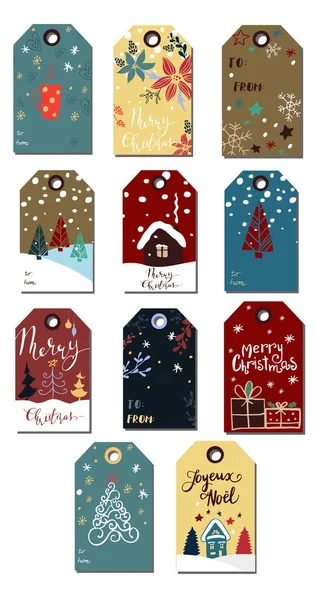 Christmas tags cute collection — Stock Vector