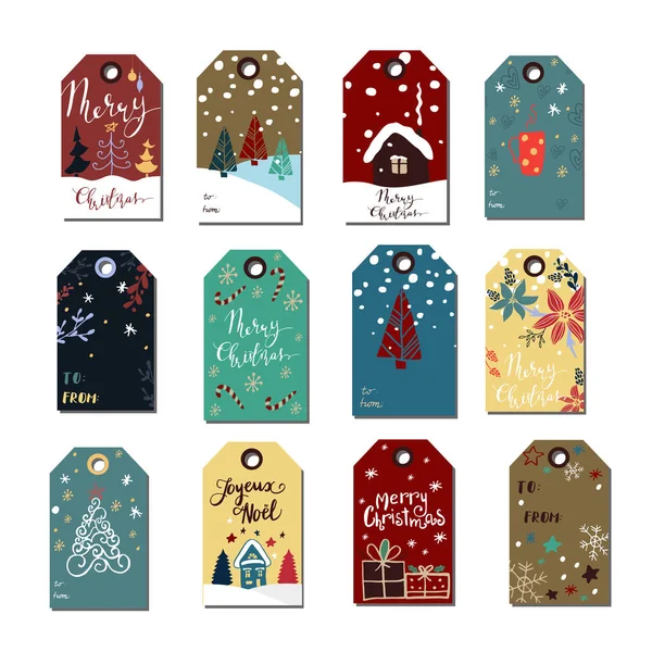 Etiquetas de Navidad linda colección — Vector de stock