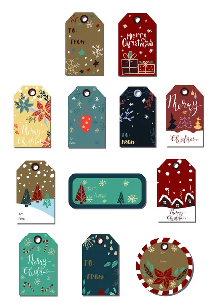 Balises de Noël collection mignonne — Image vectorielle