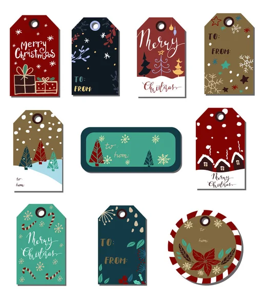 Tag di Natale collezione carino — Vettoriale Stock