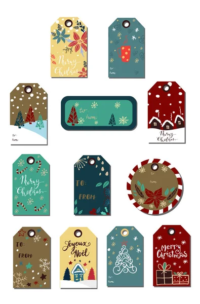 Christmas tags cute collection — Stock Vector