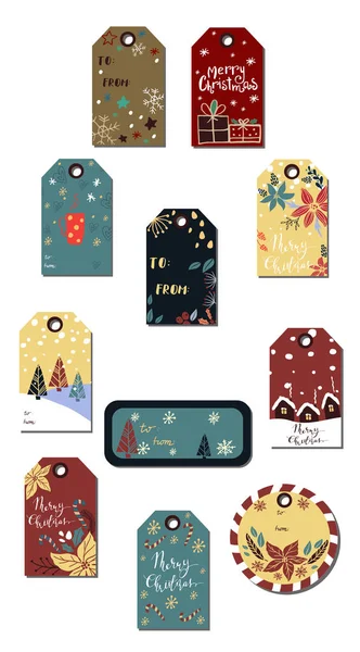 Christmas tags cute collection — Stock Vector