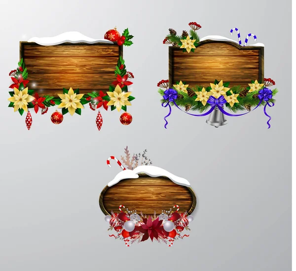 Vector tablero de Navidad de madera — Vector de stock