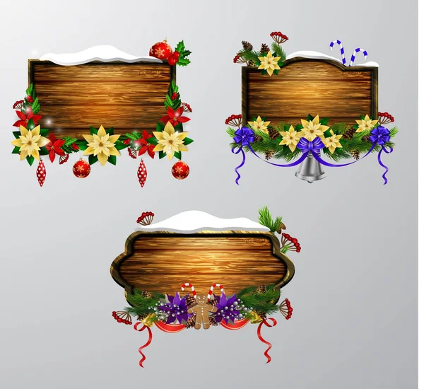 Vector tablero de Navidad de madera — Vector de stock