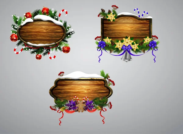 Vector tablero de Navidad de madera — Archivo Imágenes Vectoriales