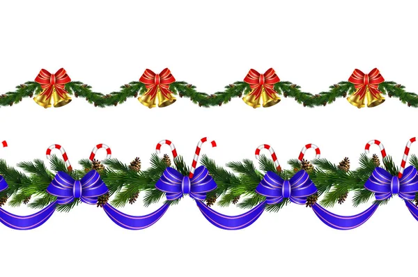 Set of n Seamless Christmas borders — Stock Vector