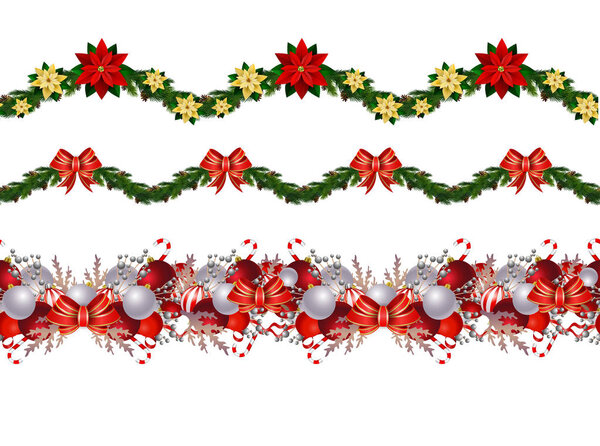 Set of n Seamless Christmas borders