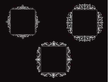 Vintage vektör girdap çerçeve kümesi