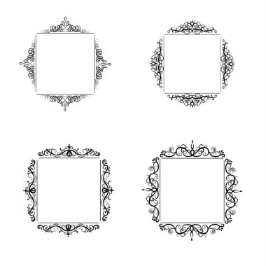 Vintage vektör girdap çerçeve kümesi