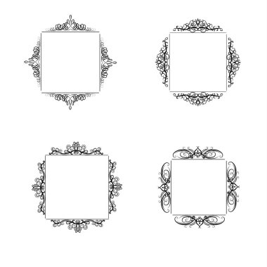 Vintage vektör girdap çerçeve kümesi