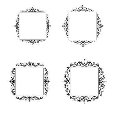 Vintage vektör girdap çerçeve kümesi
