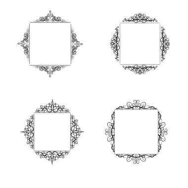 Vintage vektör girdap çerçeve kümesi